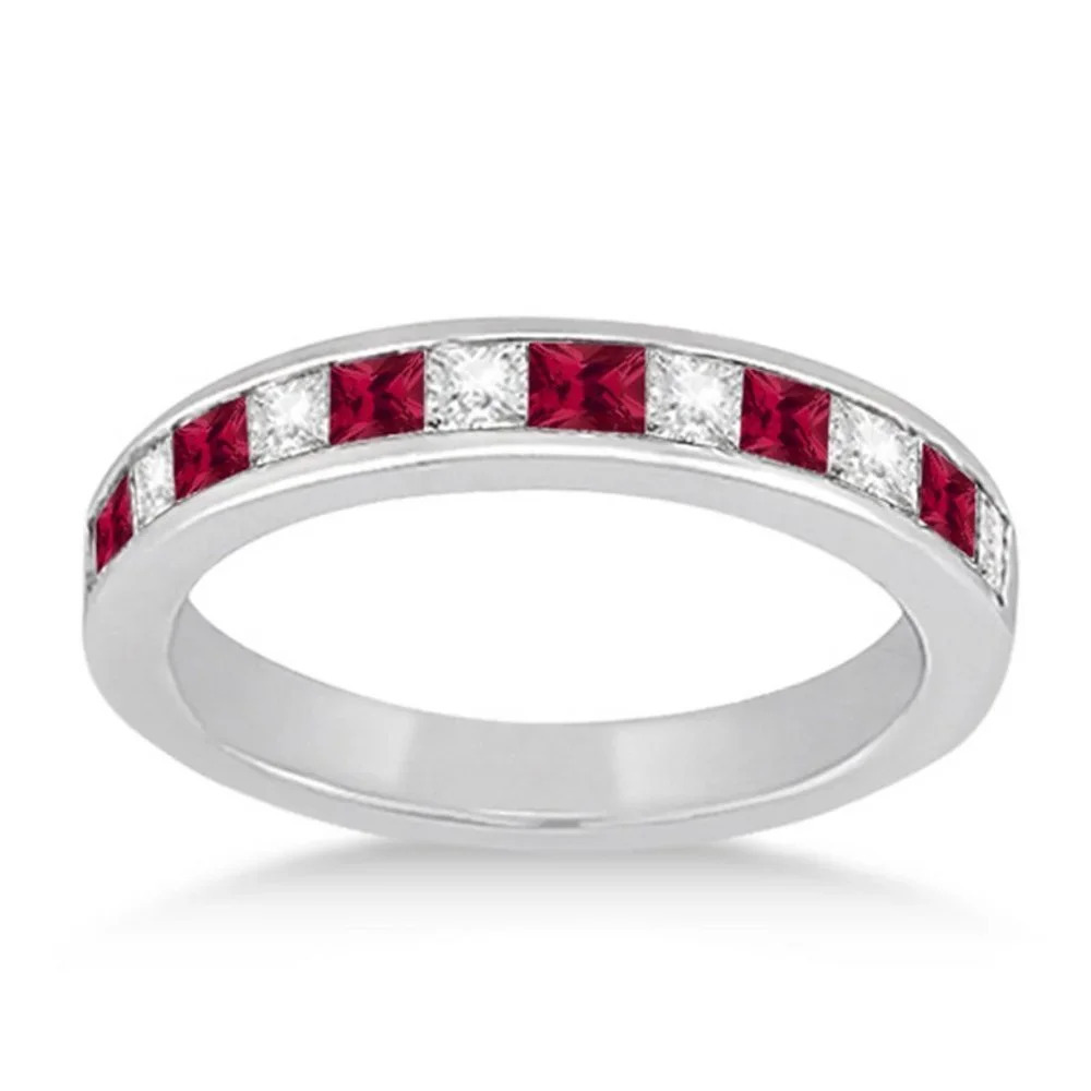 ✨ Attractive 925 Silver Plated Red Cubic Zirconia Couple Ring, FB16FA1083